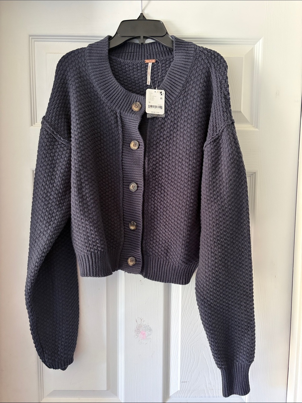 Free People Lila Crop Cardigan in Sky Captain